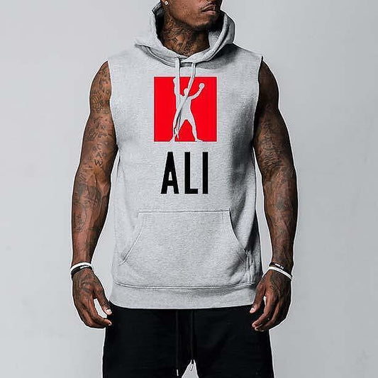 Сив Суичър без ръкави ALI Red - Fitness Drehi