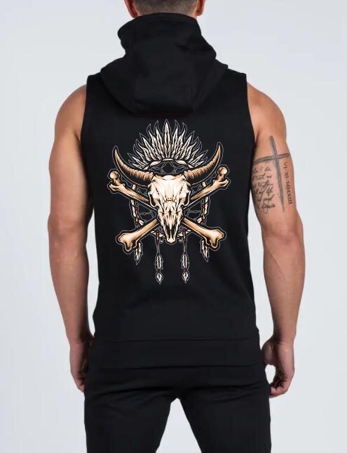 Суичър без ръкави с цип Bull Skull