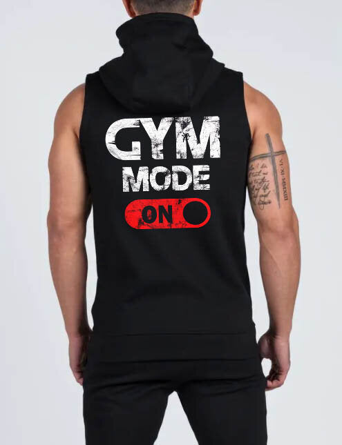 Суичър без ръкави с цип GYM MODE ON
