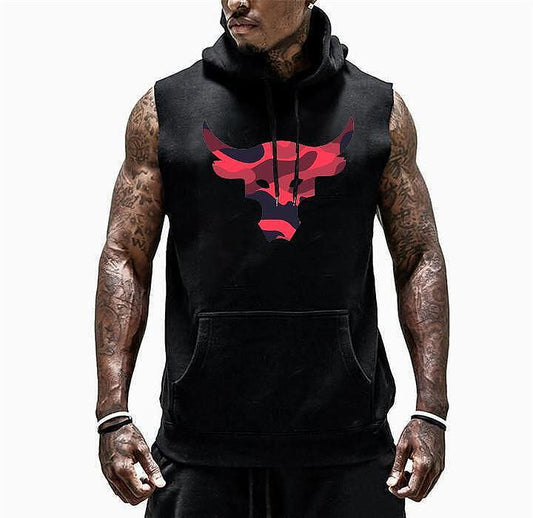 Суичър без ръкави Red Camo Bull - Fitness Drehi