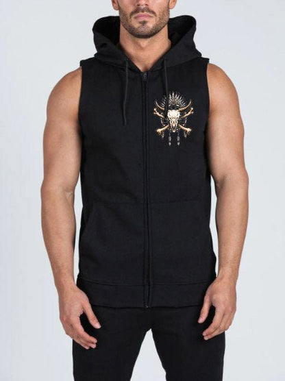 Суичър без ръкави с цип Bull Skull - Fitness Drehi