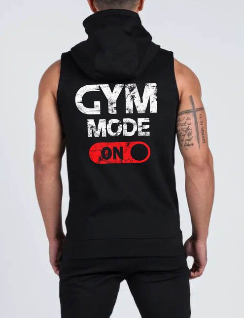 Суичър без ръкави с цип GYM MODE ON - Fitness Drehi