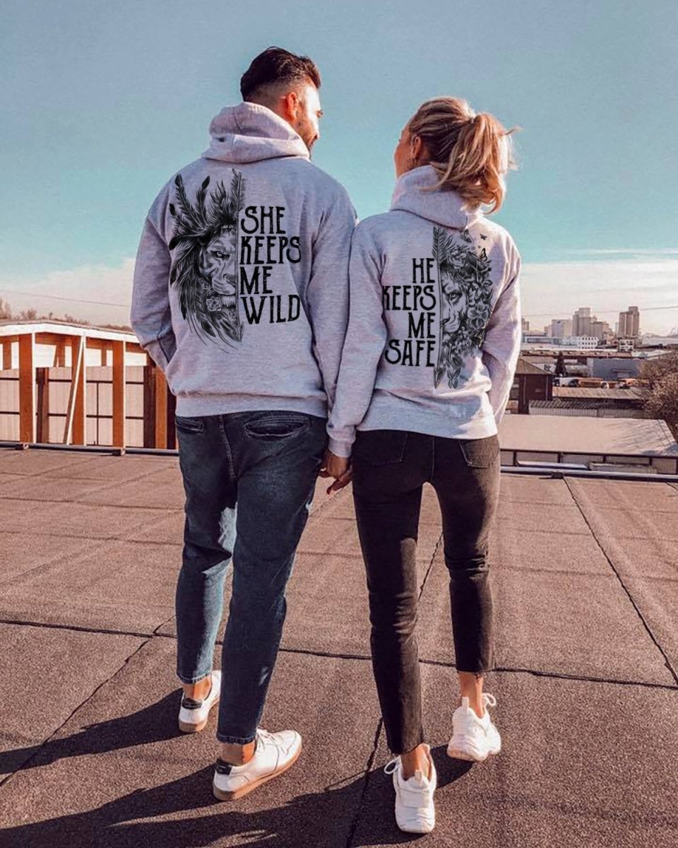 Суичъри за двойки SAFE / WILD сиви - Fitness Drehi