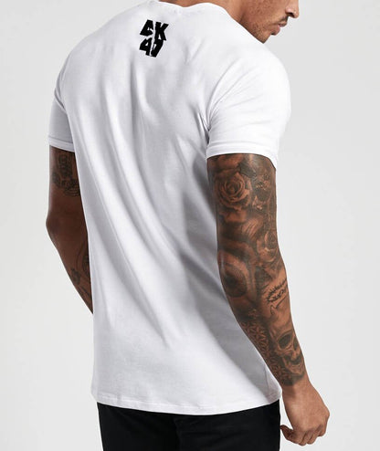 Тениска АК47 3D Лого Бял - Fitness Drehi