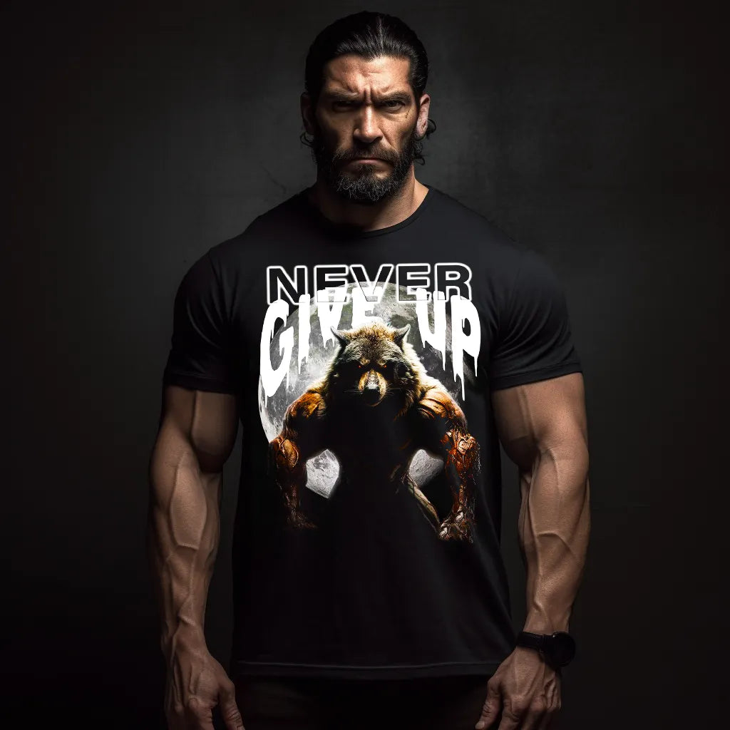 Тениска Never Give up Wolf