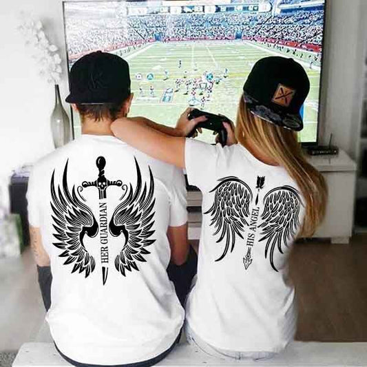 Тениски за двойки Angel / Guardian Black/White