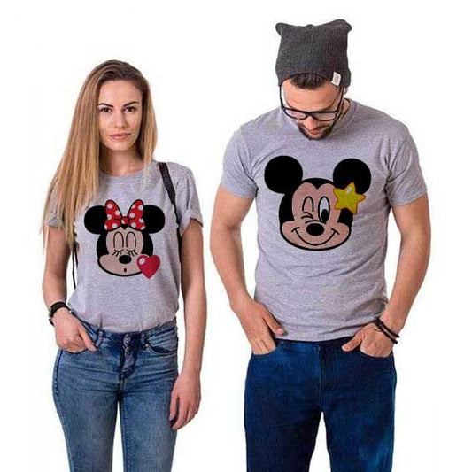 Тениски за двойки Мики и Мини 2 Gray