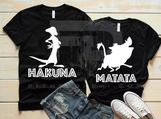 Тениски за двойки Hakuna Matata Black - Fitness Drehi