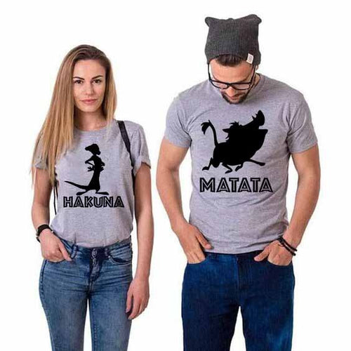 Тениски за двойки Hakuna Matata Gray - Fitness Drehi