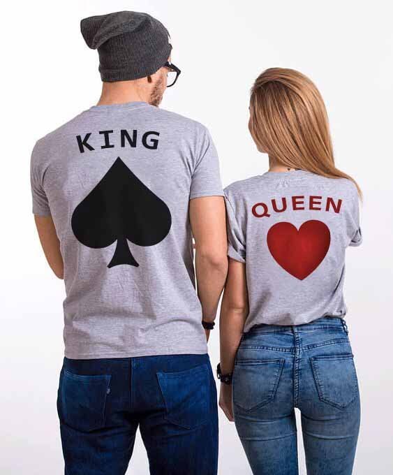 Тениски за двойки King and Queen Gray - Fitness Drehi