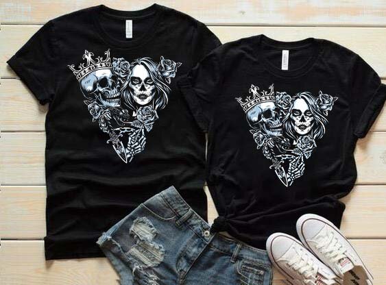 Тениски за двойки Skull Couple - Fitness Drehi