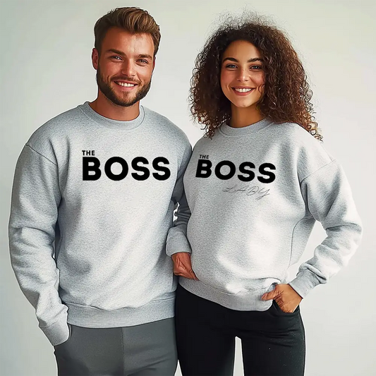 Унисекс Сиви Ватирани Блузи за Двойки The Boss / The Boss Lady