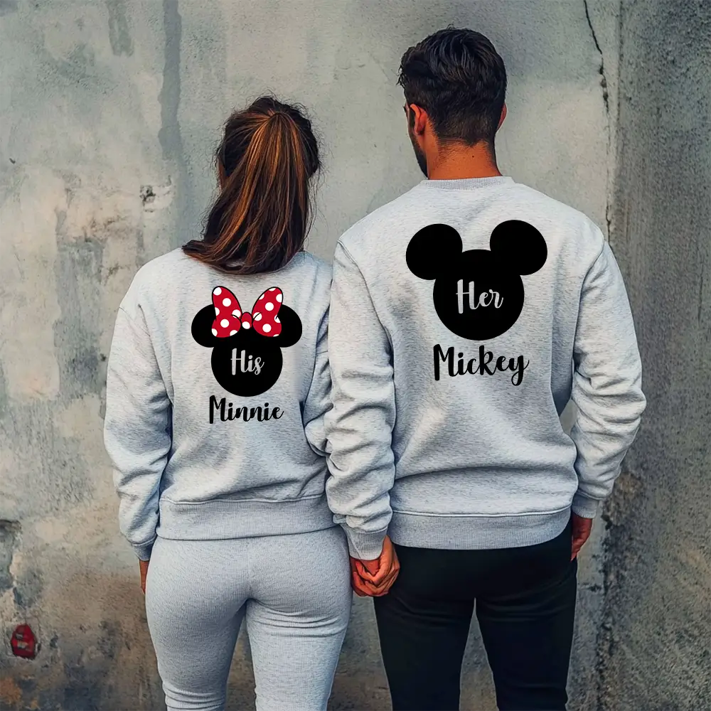 Унисекс Сиви Ватирани Блузи за Двойки His / Her
