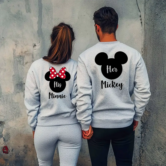Унисекс Сиви Ватирани Блузи за Двойки His / Her