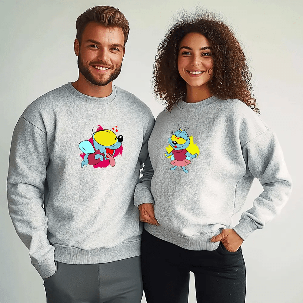 Унисекс Сиви Ватирани Блузи за Двойки Bzzz Love - Fitness Drehi