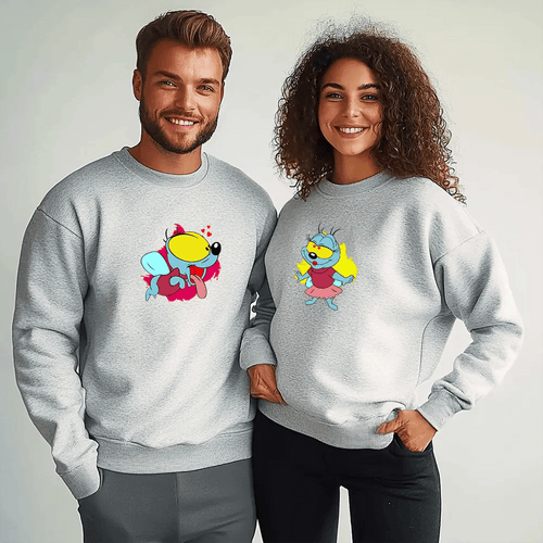 Унисекс Сиви Ватирани Блузи за Двойки Bzzz Love - Fitness Drehi
