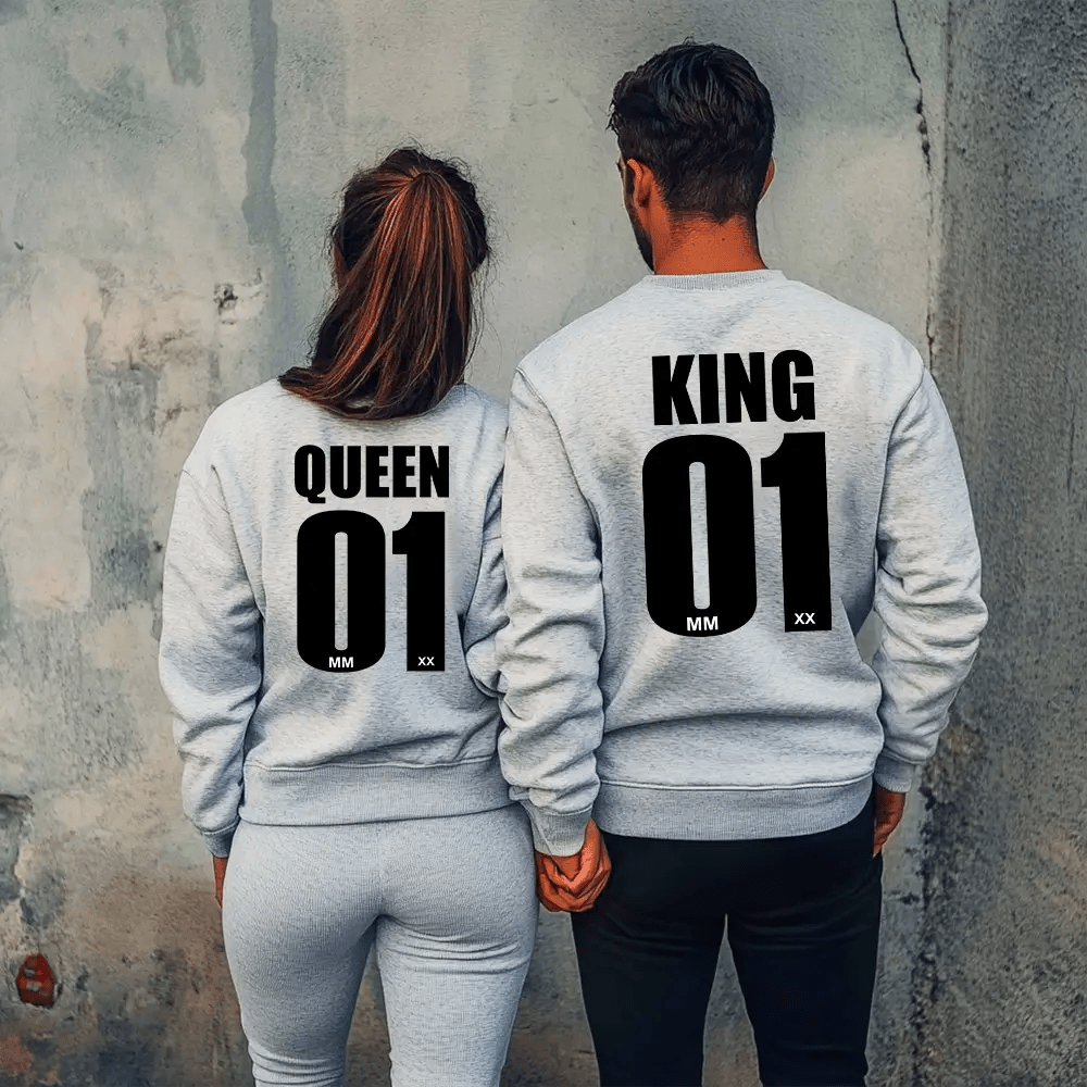 Унисекс Сиви Ватирани Блузи за Двойки King / Queen 01 - Fitness Drehi