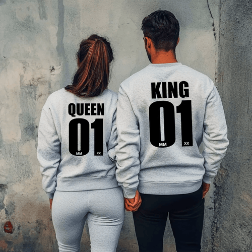 Унисекс Сиви Ватирани Блузи за Двойки King / Queen 01 - Fitness Drehi