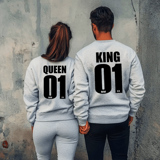Унисекс Сиви Ватирани Блузи за Двойки King / Queen 01 - Fitness Drehi