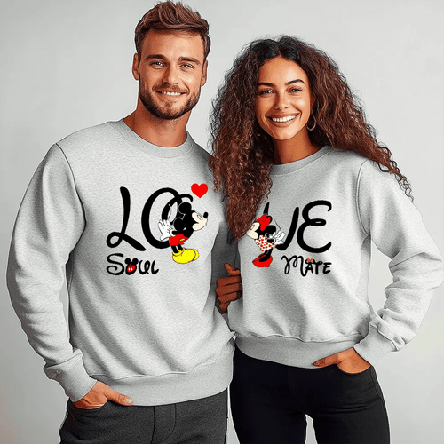 Унисекс Сиви Ватирани Блузи за Двойки Soul Mate 2 - Fitness Drehi