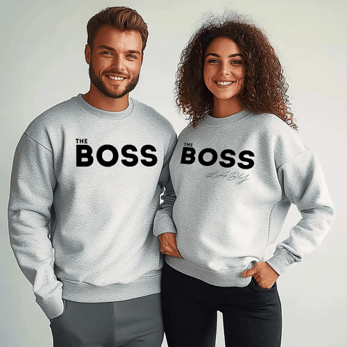 Унисекс Сиви Ватирани Блузи за Двойки The Boss / The Boss Lady - Fitness Drehi