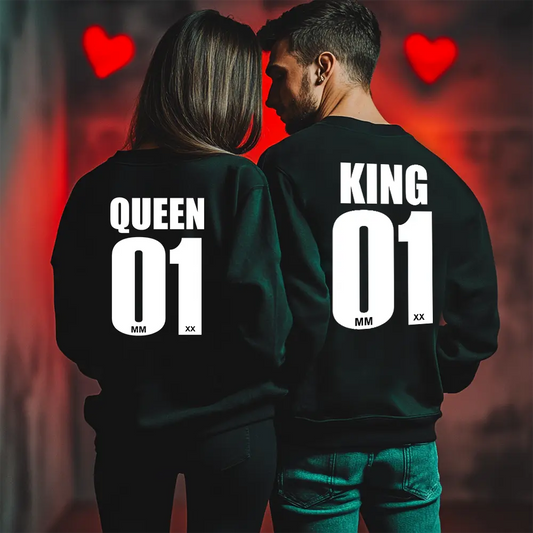 Унисекс Ватирани Блузи за Двойки King Queen 01
