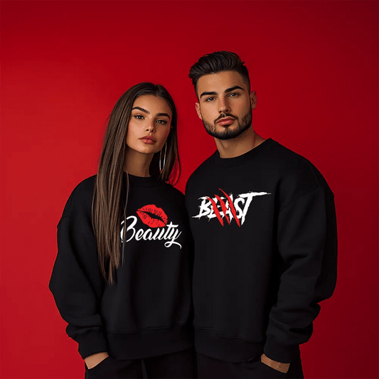 Унисекс Ватирани Блузи за Двойки Beast and Beauty - Fitness Drehi
