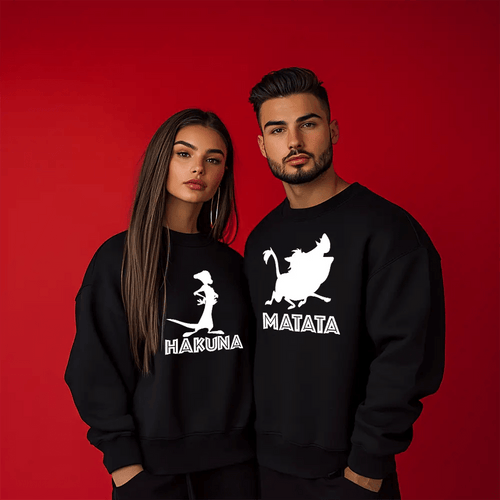Унисекс Ватирани Блузи за Двойки Hakuna Matata - Fitness Drehi