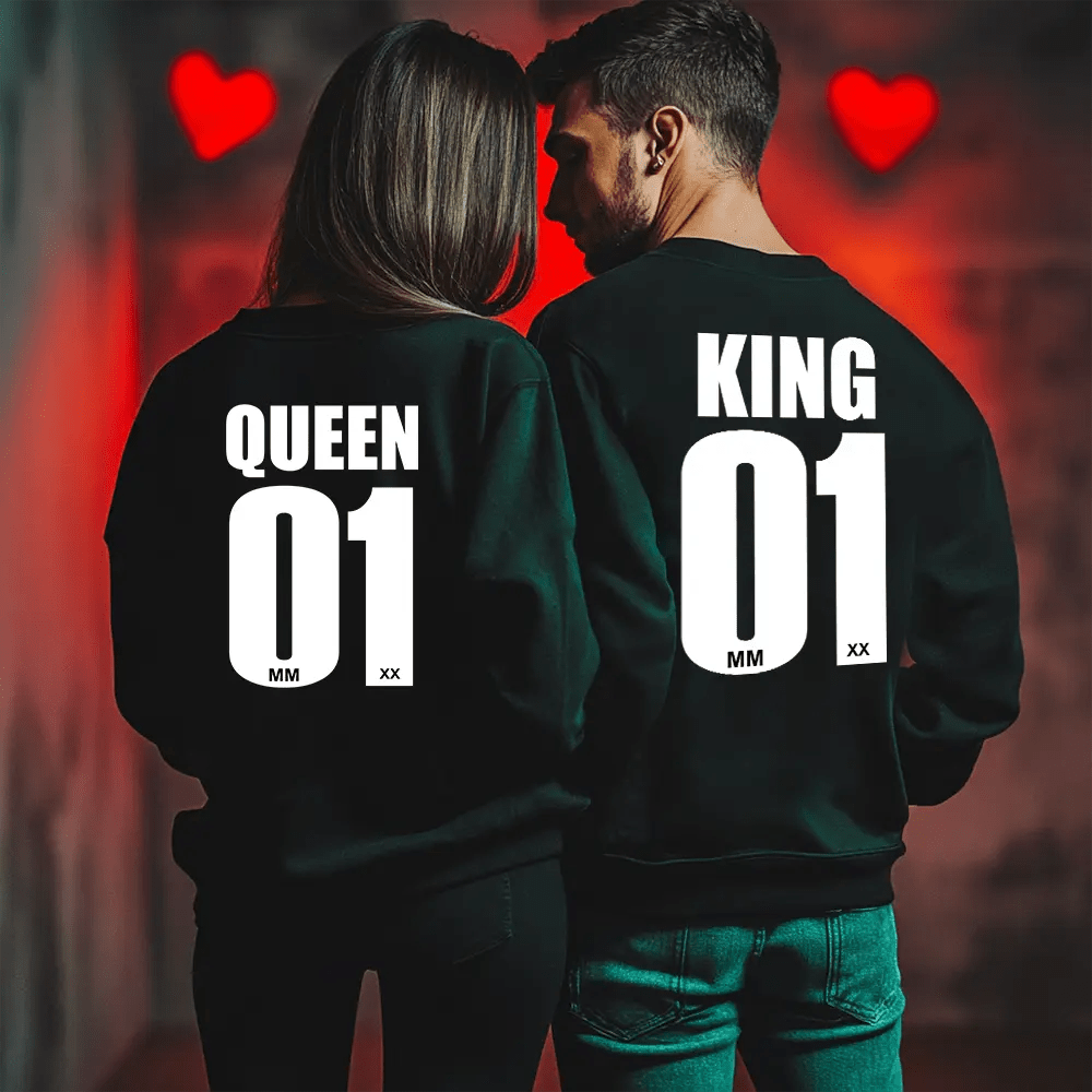 Унисекс Ватирани Блузи за Двойки King Queen 01 - Fitness Drehi