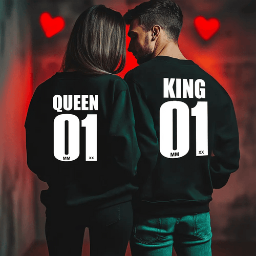 Унисекс Ватирани Блузи за Двойки King Queen 01 - Fitness Drehi