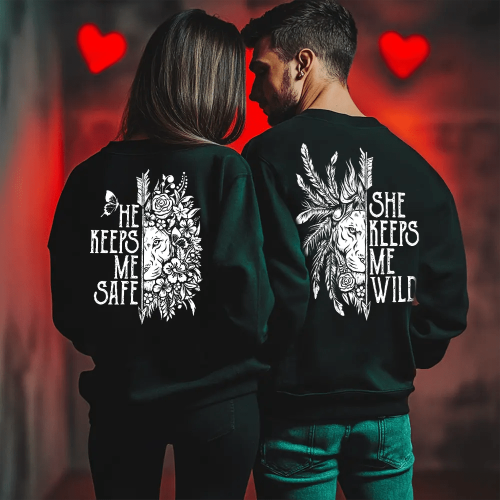 Унисекс Ватирани Блузи за Двойки Safe / Wild - Fitness Drehi
