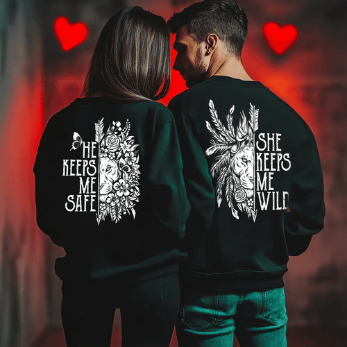 Унисекс Ватирани Блузи за Двойки Safe / Wild - Fitness Drehi