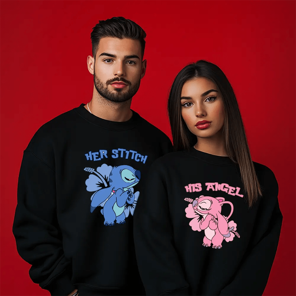 Унисекс Ватирани Блузи за Двойки Stitch Angel - Fitness Drehi