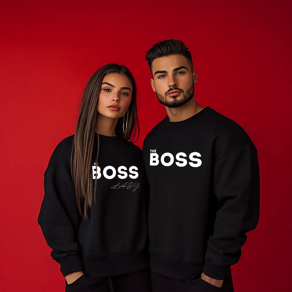 Унисекс Ватирани Блузи за Двойки The Boss / The Boss Lady - Fitness Drehi